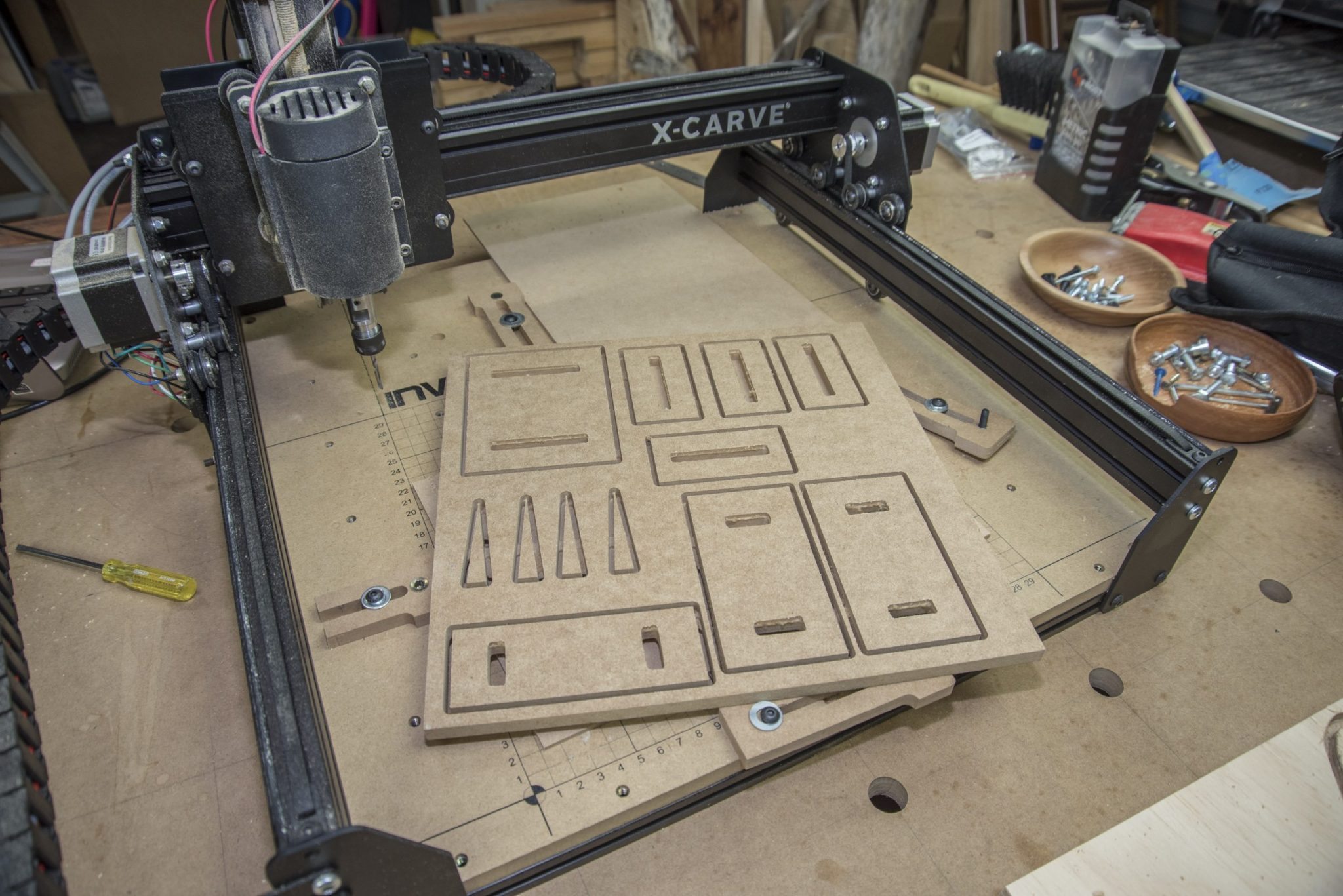 X Carve cnc with hold down clamps